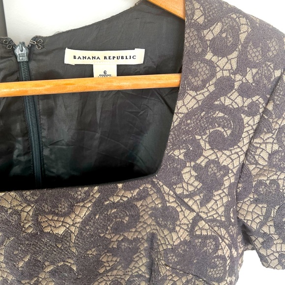 ❤️❤️ Cocktail / office dress in a grey pattern, square neck, short sleeve,… - Picture 7 of 9